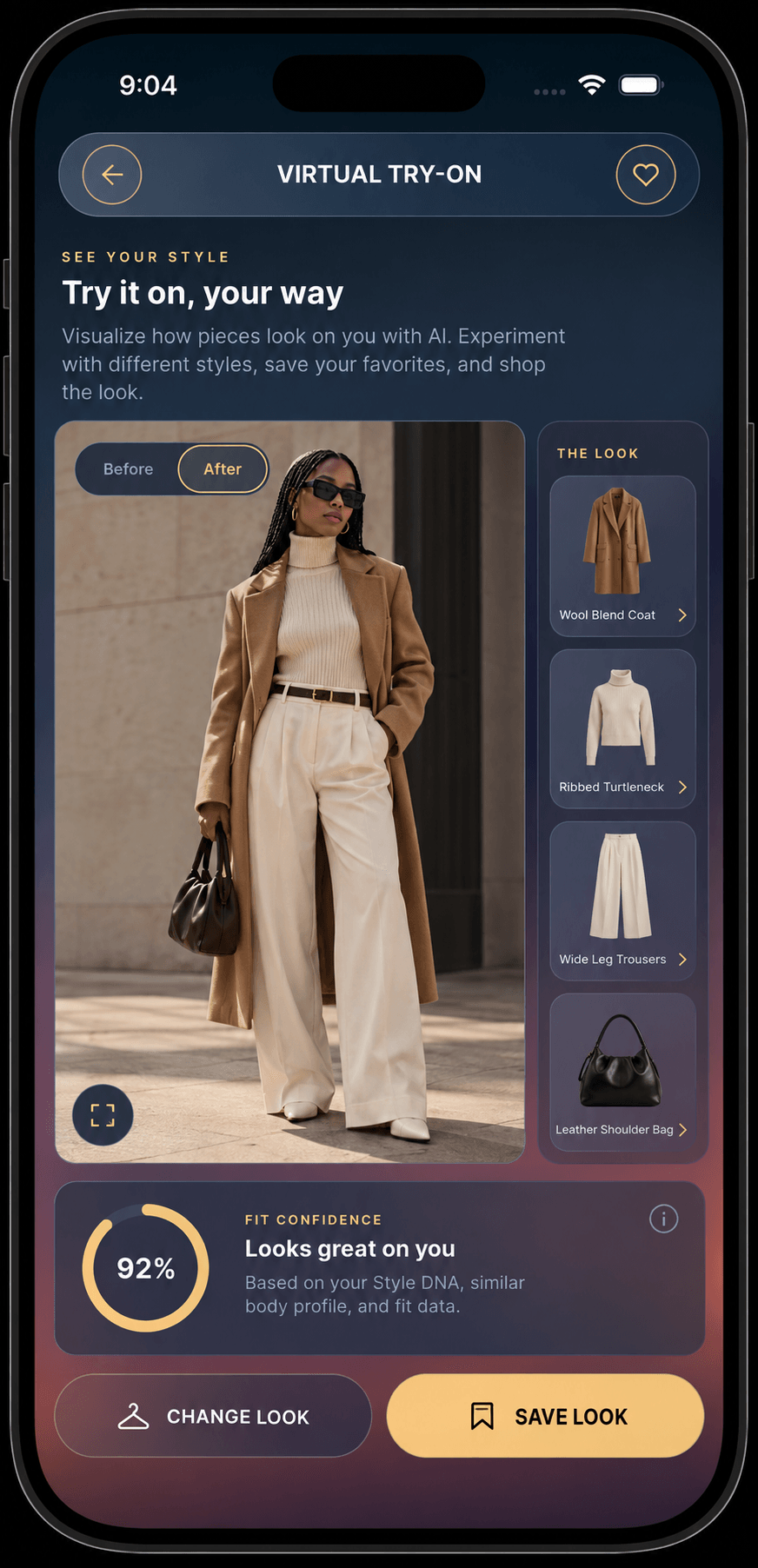 DRIP virtual try-on app screen