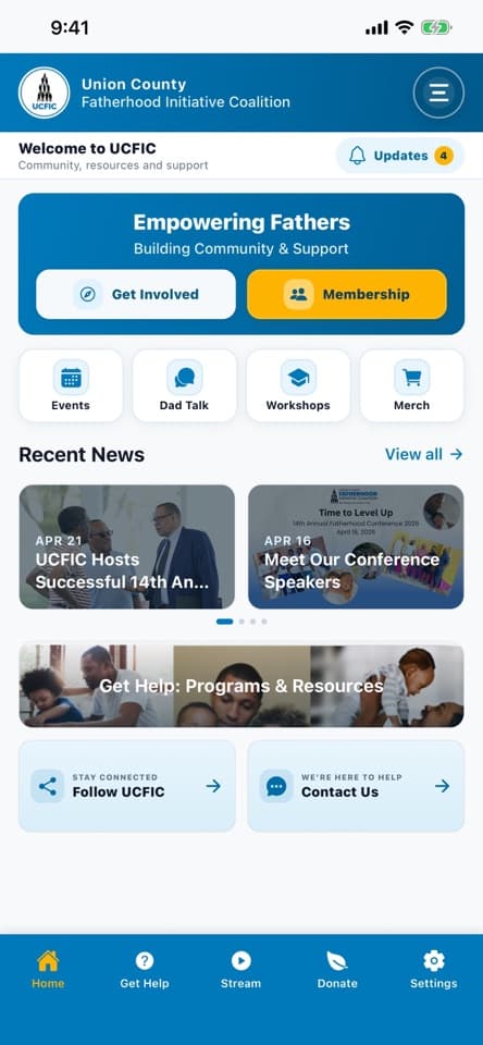 UCFIC Mobile home screen