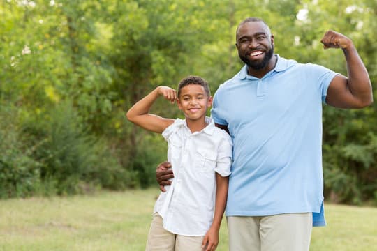 Father and son outdoors